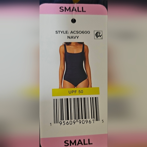 NWT Anne Cole Square Neck Shirred Sides One Piece Swimsuit Navy Blue Size SMALL - Picture 8 of 9